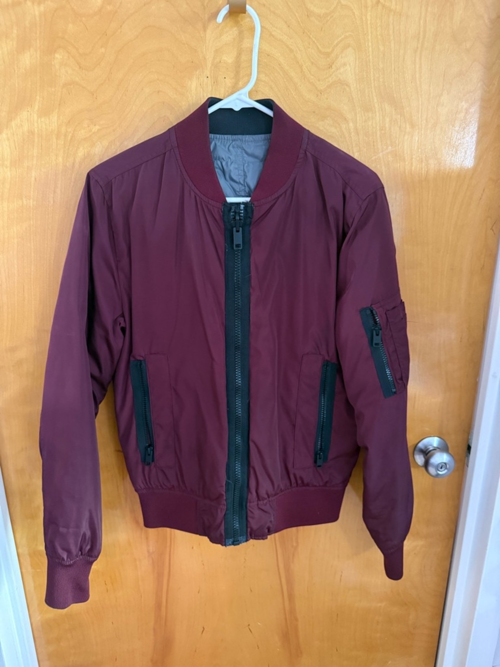 Express Men's Burgundy Bomber Jacket